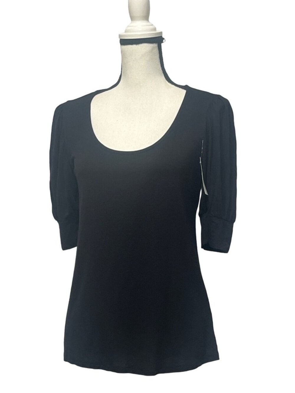 Gibsonlook Scoop Neck Puff Sleeve Top In Black, XS